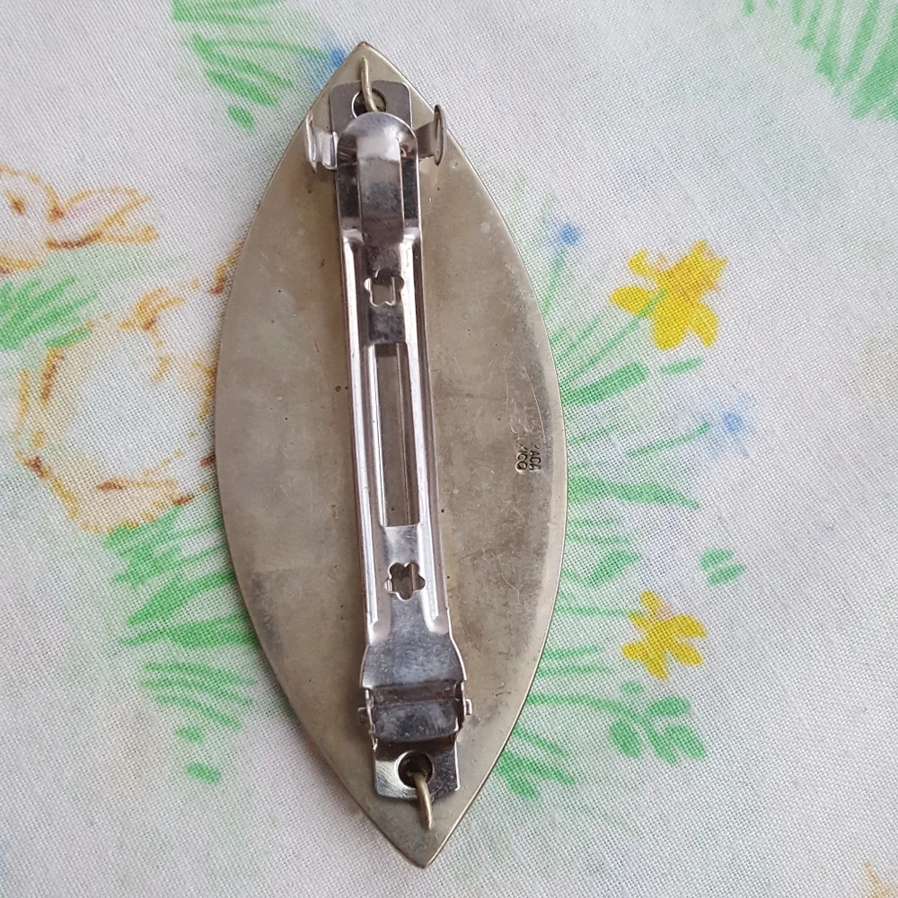 🌙Vintage Alpaca Mexico Silver Abalone MOP Hair Clasp